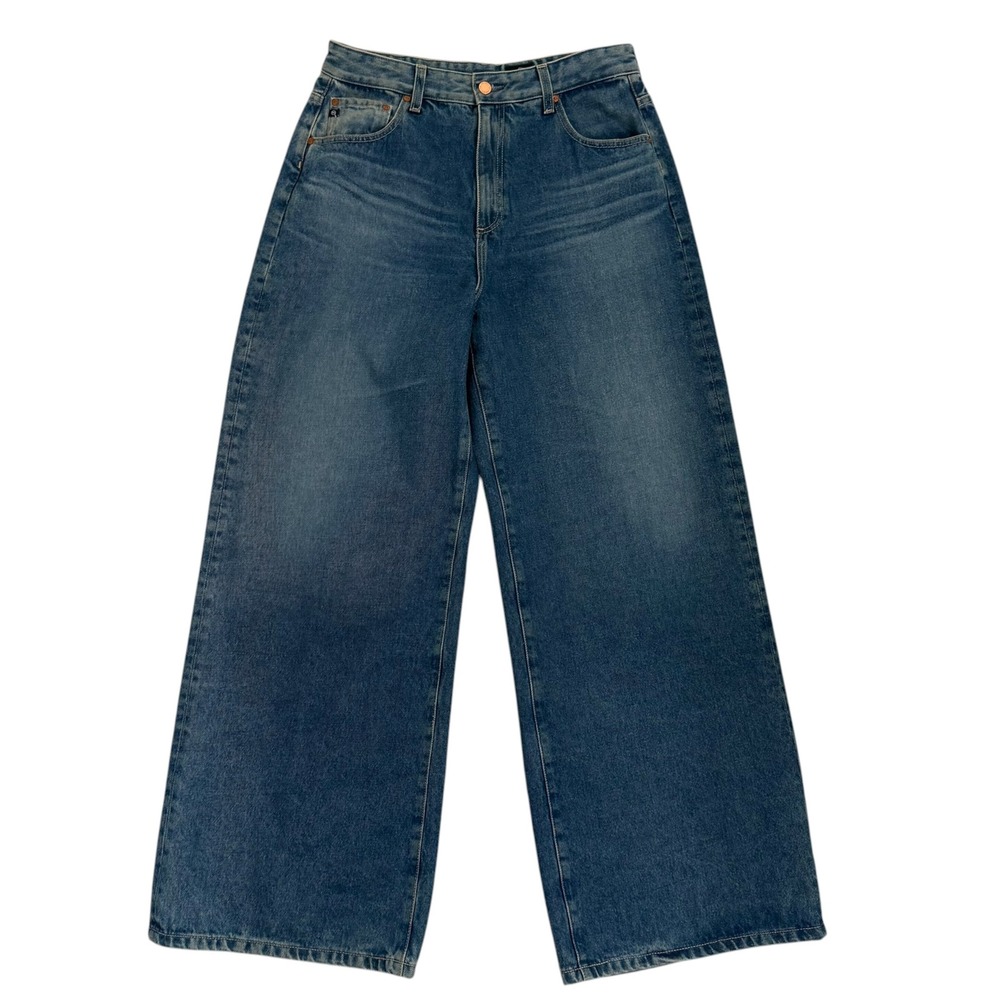NEW AG Adriano Goldschmied Deven High Rise Ultra Wide Leg Jeans Womens 33 Blue
